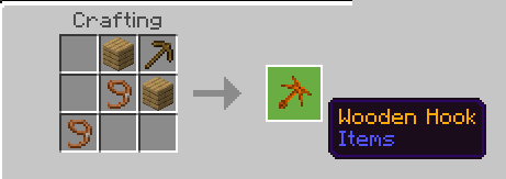 Crafting recipe for a Wooden Hook.