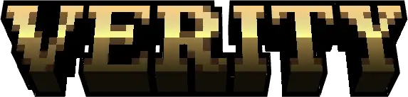 Pixelated golden VERITY text with shadow