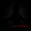 Shadowy creature with red text below.