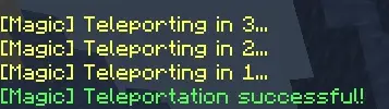 Teleportation countdown and success message