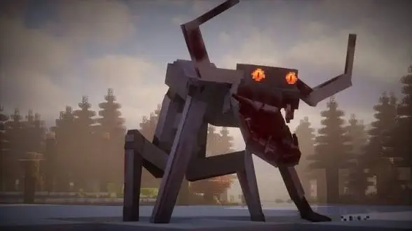 Creepy horned dweller with glowing eyes