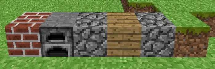 Classic pixelated blocks on grassy terrain