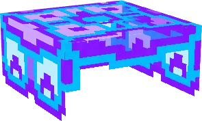 Pixelated blue and purple lunar structure block