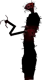 ALT Red, eerie mob with glowing eyes in darkness