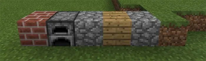 Classic-style blocks and furnace on grass