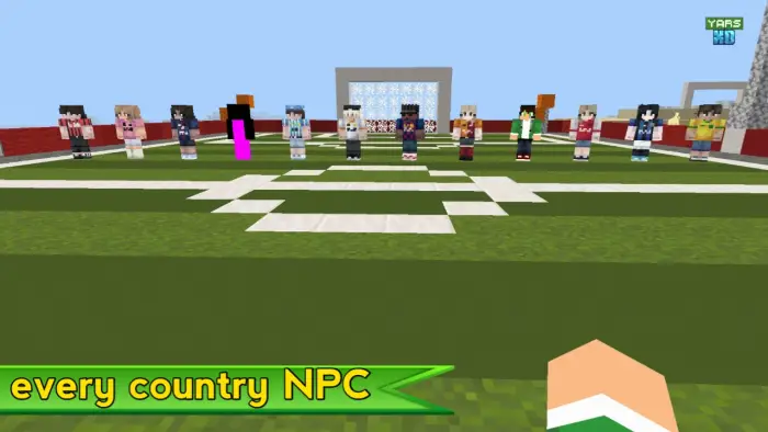NPC players lined up on a football field
