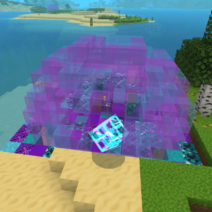 Purple glass dome with glowing cube inside