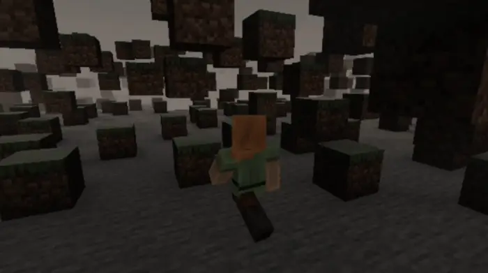 Player runs through floating dirt blocks.