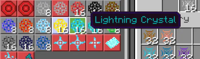 Magical crystals and items in inventory