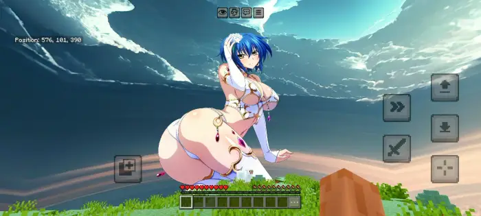 Anime girl sky overlay in game interface