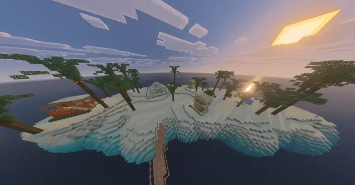 Battle royale island map at sunset