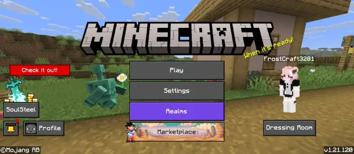 Main menu with performance mod UI tweaks.