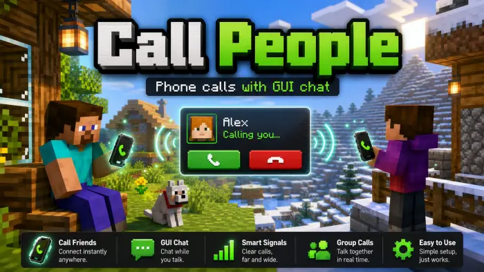 Two blocky characters using phones outdoors
