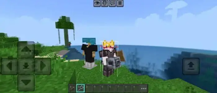 Two characters with optimized UI on grass