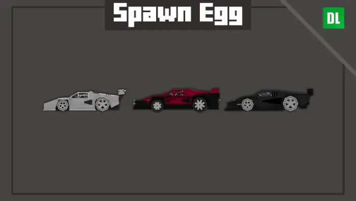 Three pixel-art Lamborghini Countach cars