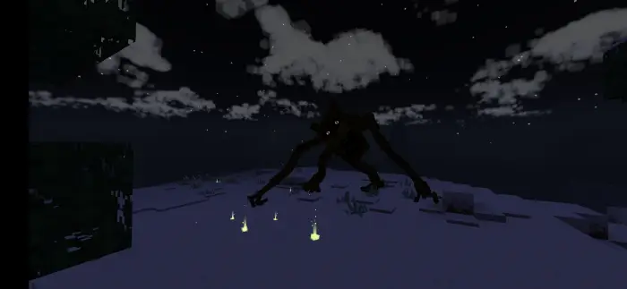 Shadowy bear creature crawling at night.