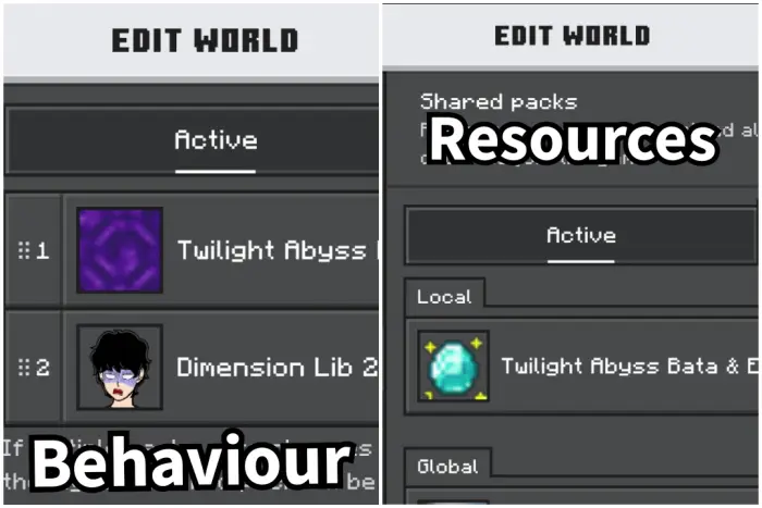 ALT text Twilight Abyss mod packs Behavior, Resources