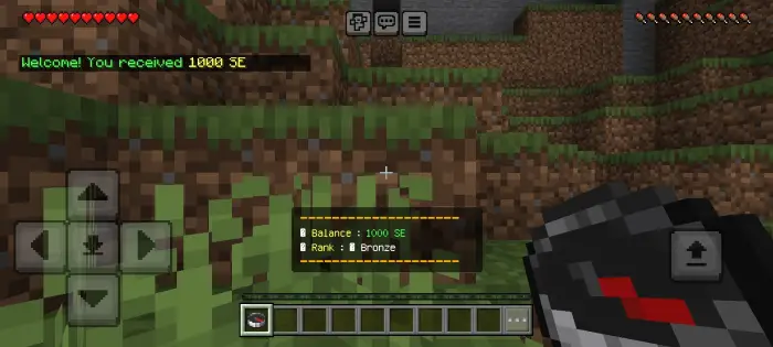 Game HUD showing balance and rank info