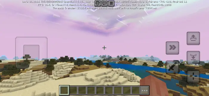 Desert biome with river and distant hills