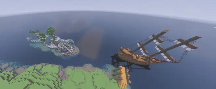 Pirate ship near island battle arena