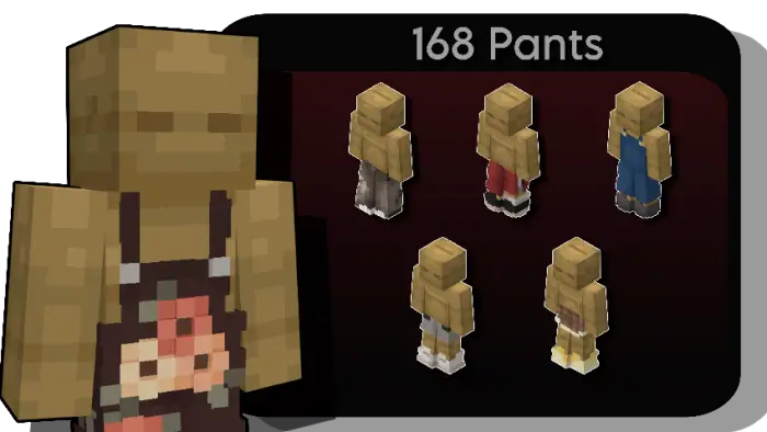 Blocky characters wearing various pants outfits