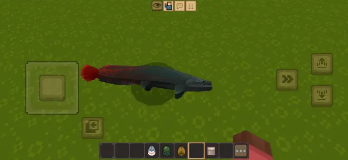 Pixelated prehistoric aquatic creature in grass