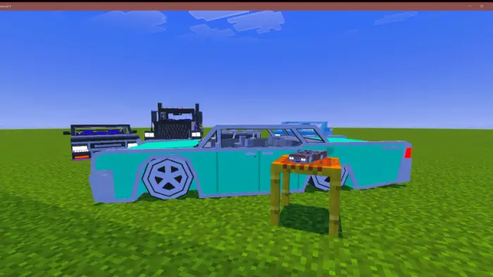 Blocky lowrider cars with paint table