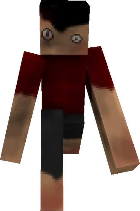 Distorted player-like entity with red shirt