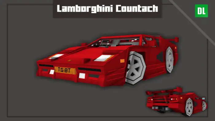 Blocky red Lamborghini Countach car mod