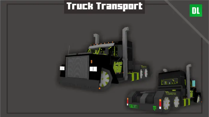 Black and green custom transport truck model