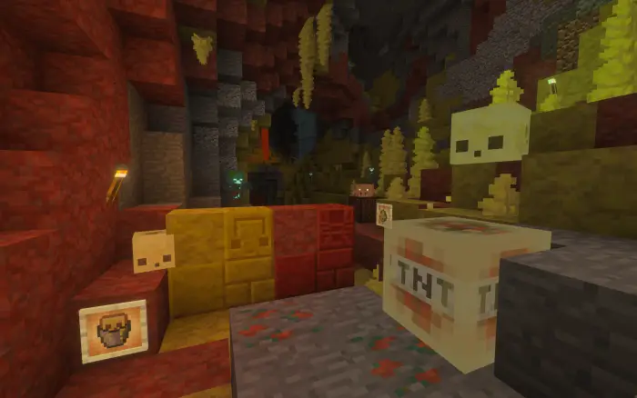 Colorful cave with classic-style block textures