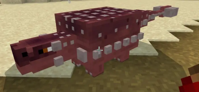 Blocky prehistoric creature in desert biome