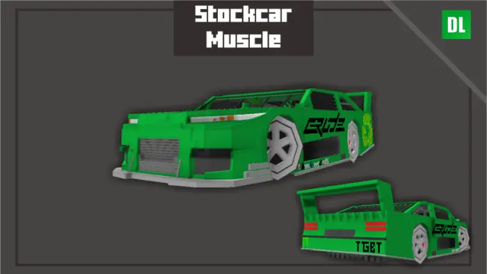 Green blocky stockcar muscle racing car