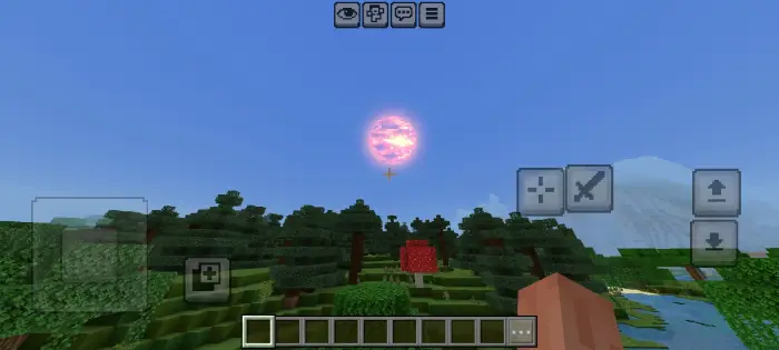 Pink Kepler 78B sun above forest landscape