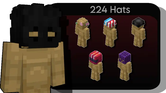 Blocky characters wearing various hats