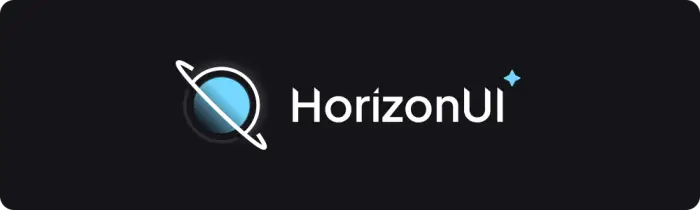 Blue planet logo and HorizonUI text