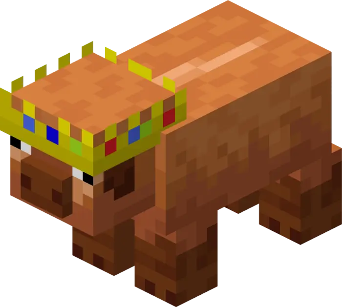 Pig wearing a jeweled golden crown.