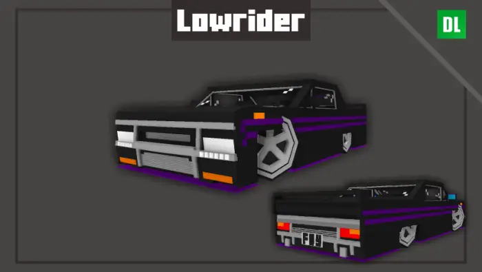 Pixel lowrider car with purple accents