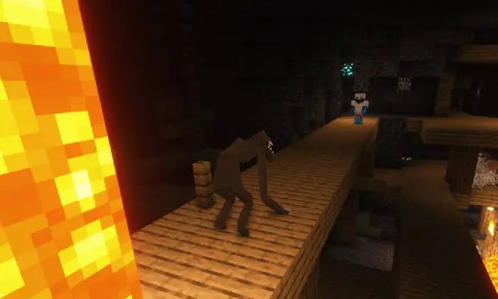Creepy cave creature stalks player on bridge