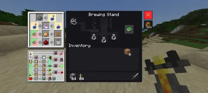Redesigned brewing stand user interface