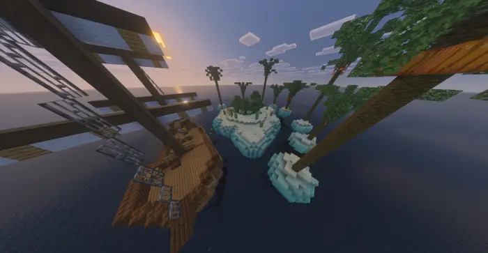Pirate ship near tropical island map