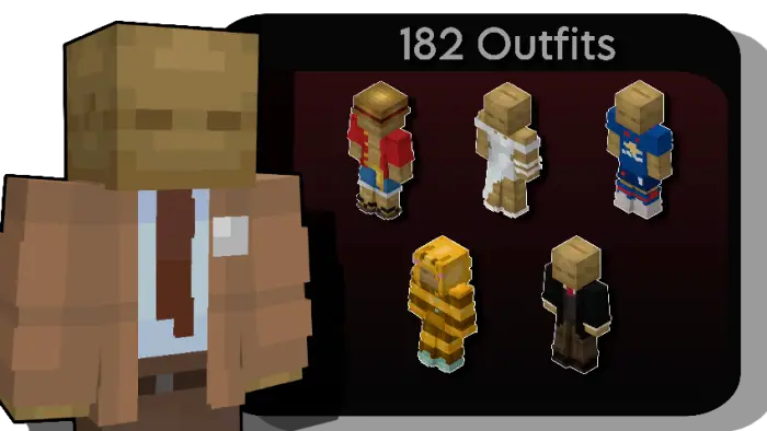 Blocky characters wearing various outfits