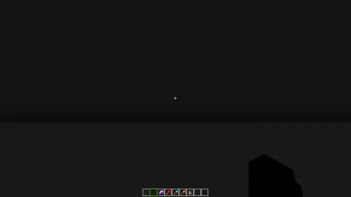 Dark screen with item bar at the bottom.
