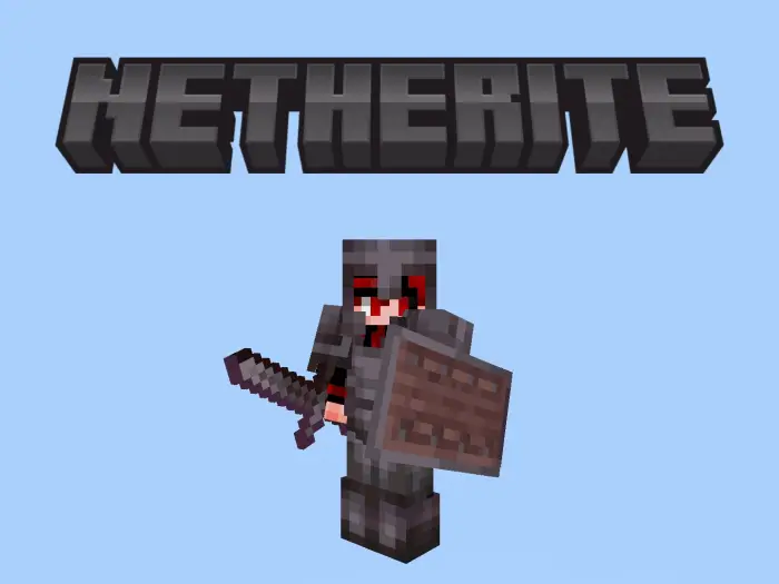 Player with netherite shield and armor