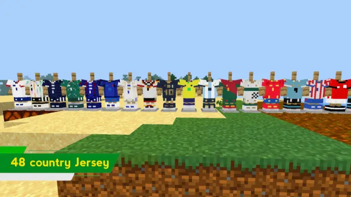 48 colorful soccer jerseys on mannequins