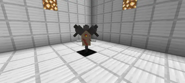 Parasite mob with red eye in a white room