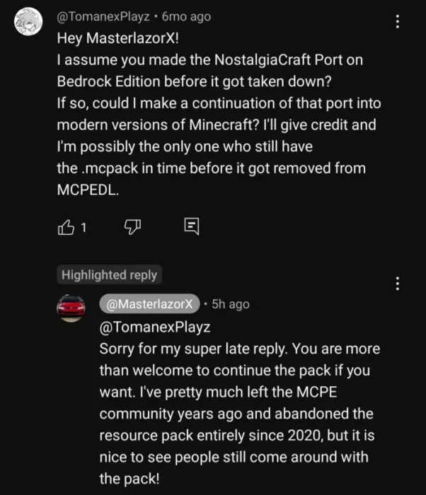 ALT User asks to revive classic texture pack.