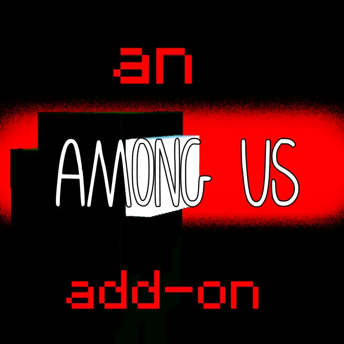 Among Us add-on text with red background
