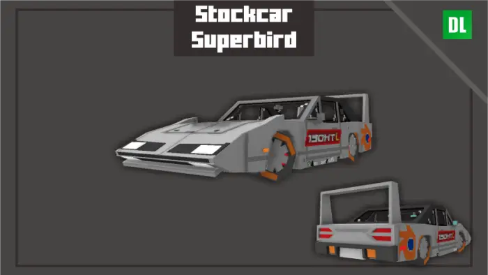 Blocky grey stockcar with rear spoiler