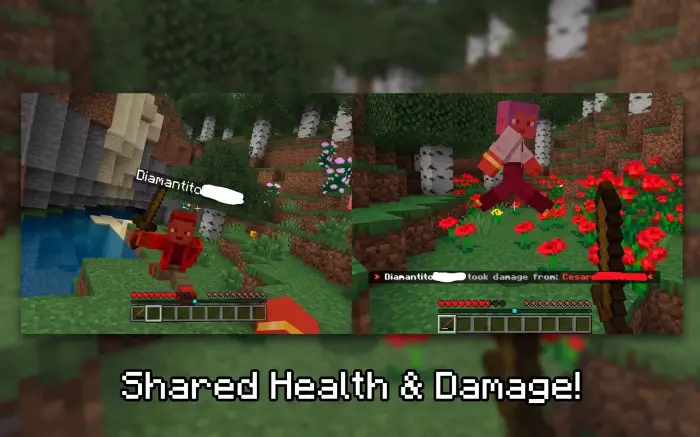 Two players sharing health and damage bars